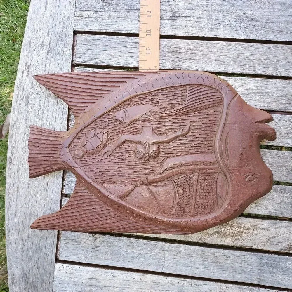 Vintage Handcarved Hawaiian Wooden Plaque